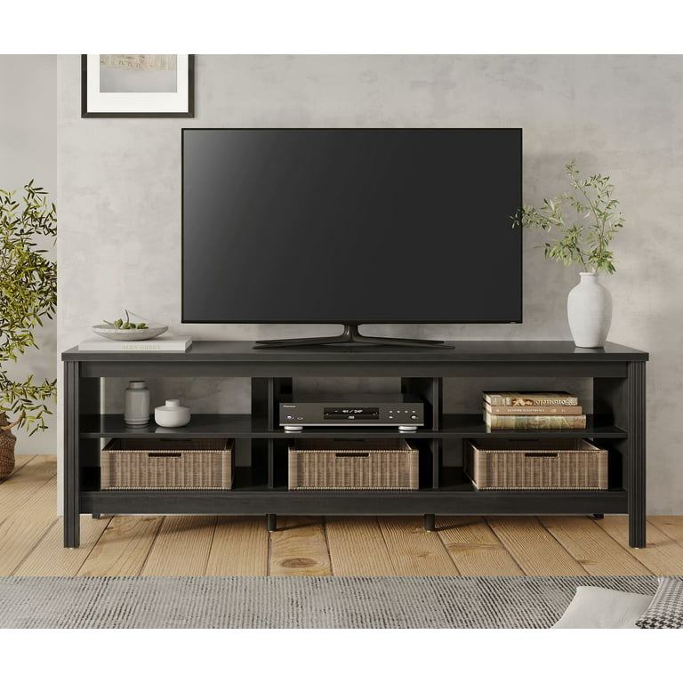 75 inch TV Stand Wood Media Console Storage Cabinet Black Entertainment  Center 