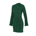 thumbnail image 6 of hirigin Women's Bodycon Mini Dress, Long Sleeve Round Neck Solid Color Pleated Club Dress, 6 of 9