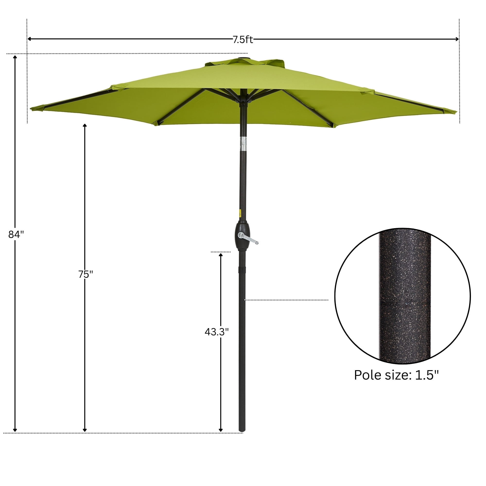 7.5FT Patio Market Table Umbrella, UV-Resistant Canopy and Tilt Button