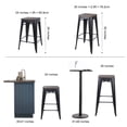 thumbnail image 4 of Leejay 24 inch Black Backless Metal Bar Stool with Wood Seat, Set of 2, 4 of 5