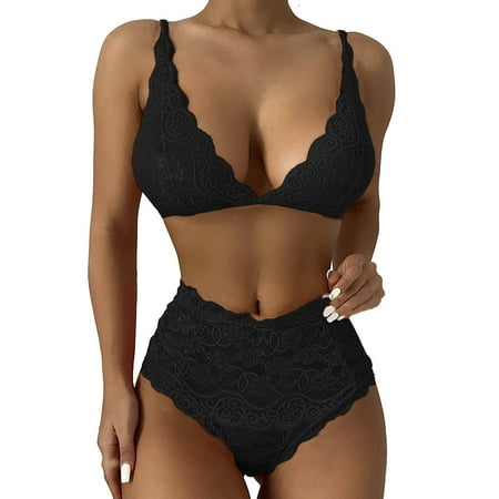 

Pimfylm Pinsy Shapewear Bodysuit Lace Lingerie for Women One Piece Lace Bodysuit Teddy Lingerie Strappy Bra Panty Black Medium