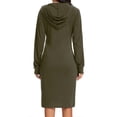 thumbnail image 3 of Vestido de manga larga con capucha y bolsillos para mujer, corte ajustado, estilo informal, 3 of 5