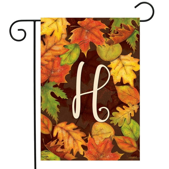 Briarwood Lane Fall Leaves Monogram Letter H Garden Flag