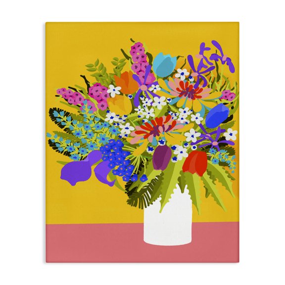 Stupell Industries Bohemian Bouquet on Yellow Canvas Art, 24 x 30, by Pragya Kothari