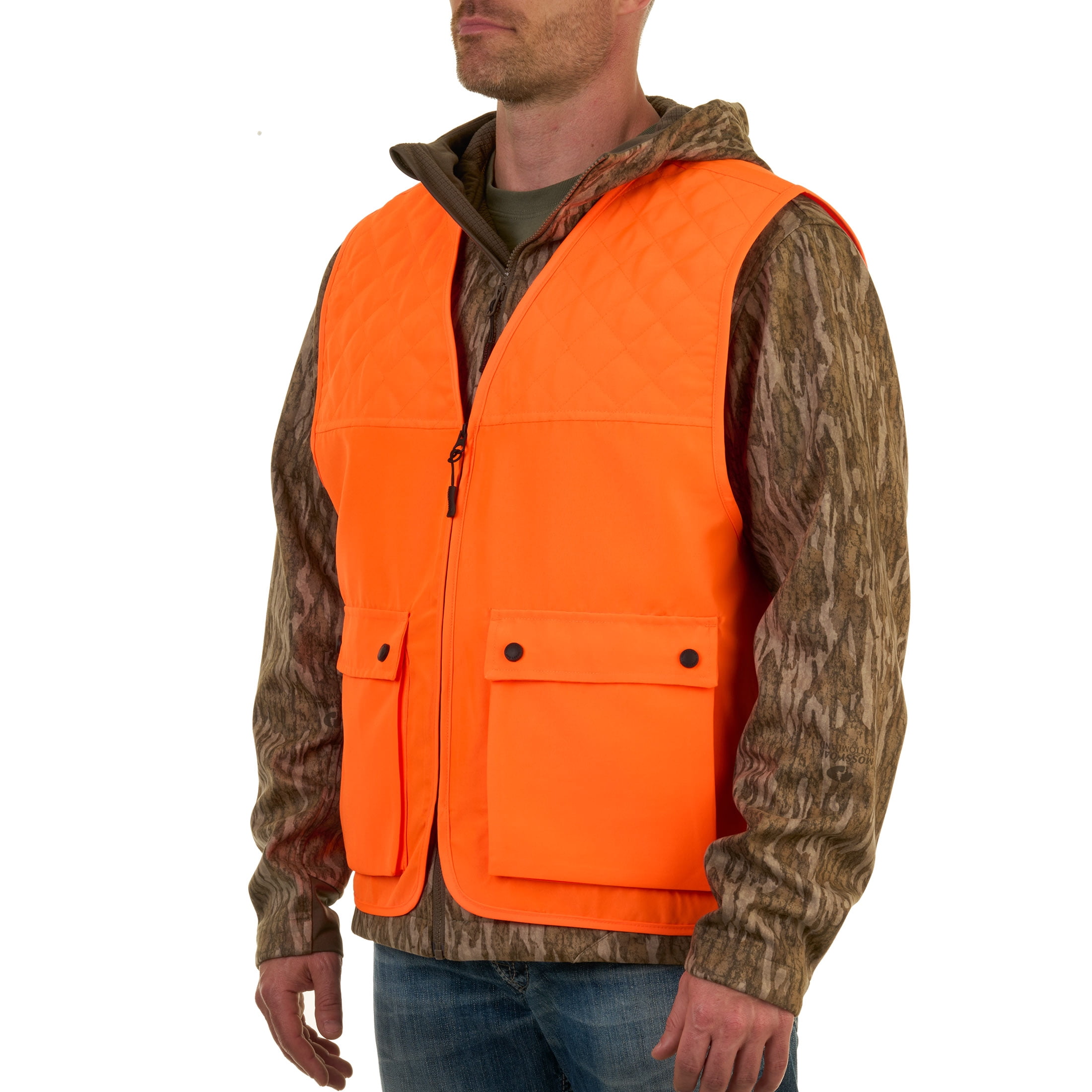 (2 pack) Mossy Oak Blaze Orange Men's Hunting Vest, up to Size 2XL/3XL