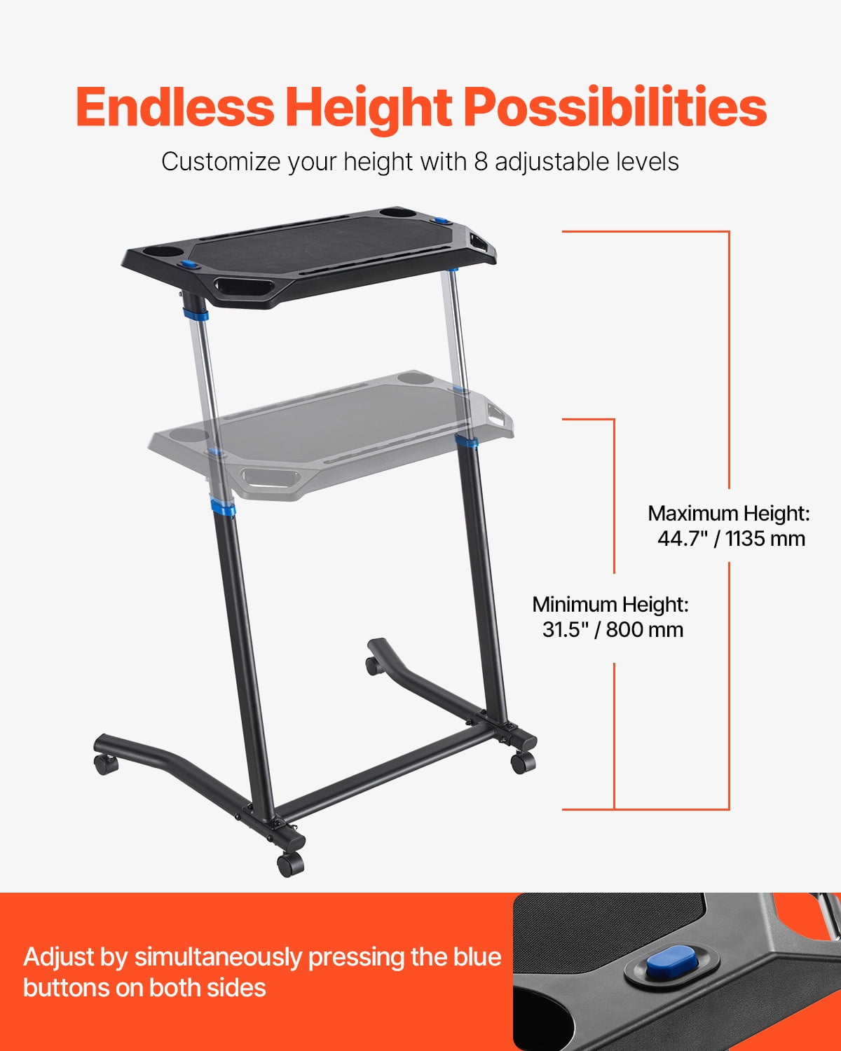 KFFKFF Pedaling Workstation, Portable Collapsible Multi-Use Cycle Coach & Walking Table with Secure Casters, Anti-Skid Multi-Cavity Cycle Coach Wellness Table with Handle Grip