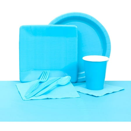 Plastic Solid Tableware Set, Bermuda Blue
