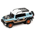 thumbnail image 2 of 2007 Toyota Fj Cruiser #11 Bleu Clair ""Gulf Oil"" avec Porte-Toit Édition Limitée à 6000 Pcs Modèle Réduit 1/64 par Johnny Lightning, 2 of 2
