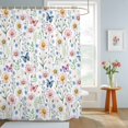 thumbnail image 4 of Shower Curtain Wildflower Green Leaf Shower Curtains for Bathroom Decor, Waterproof Polyester Shower Curtain Set with Hooks, Standard Size 72" x 72" Spring Floral White, 4 of 9