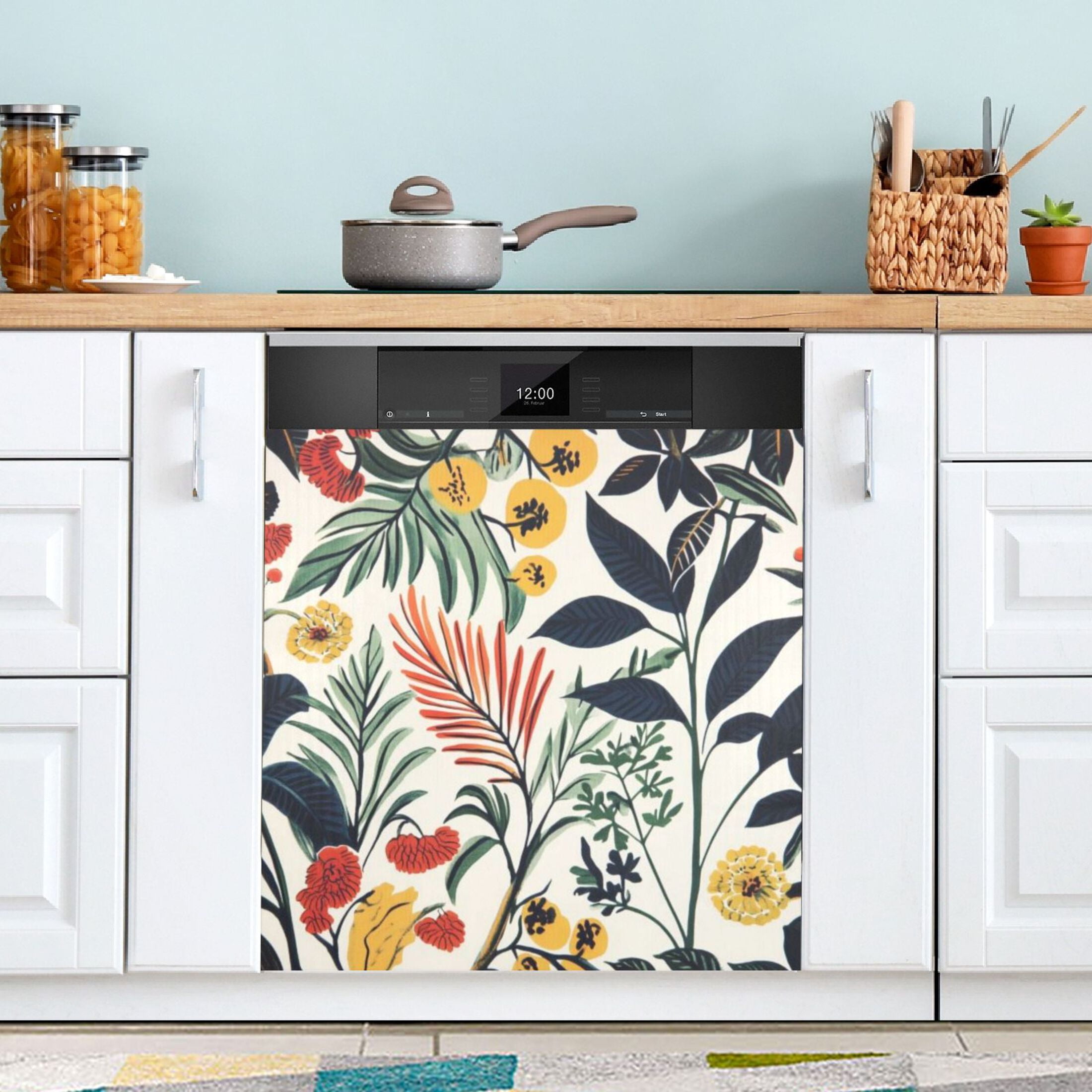 Dishwasher Magnetic Sticker 23x26 Inch Refrigerator Magnetic Sticker Washing Machine Magnetic Sticker Kitchen Panel Magnetic Sticker Home Decor Yellow Flower Cluster