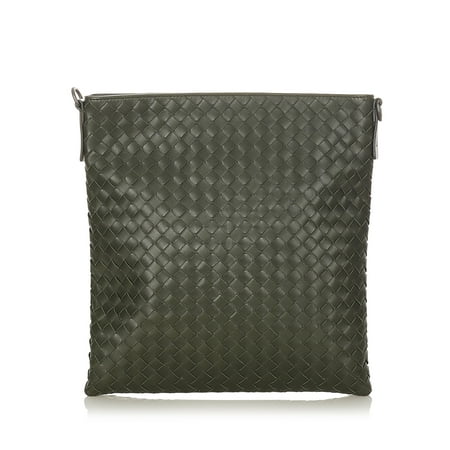 Pre-Owned Bottega Veneta Intrecciato Crossbody Bag Calf Leather Green