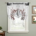 thumbnail image 2 of Texas Star Retro Tie Up Curtains for Windows, Adjustable Balloon Window Shades, Vintage White Wooden Berry Kitchen Window Treatments Adjustable Roll Up Curtain for Basement/Nursery 52"x45", 2 of 8