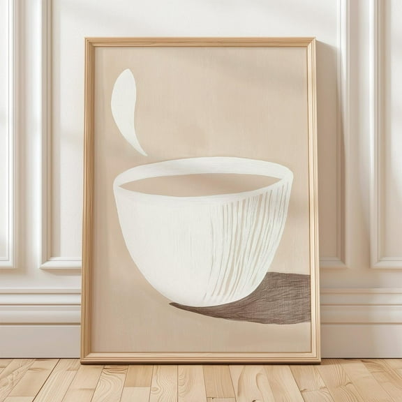 Minimalist Coffee Cup Print, Abstract Beige Wall Art, Modern Kitchen Decor For Cozy Coffee Lover Spaces Wall Art, Modern Wall Decor, 8x12 UNFRAMED