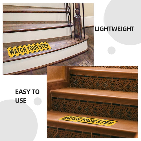 OUNONA 4PCS Anti- Warning Stickers for Floors, Caution Tape for Stairs, Adhesive Safety Signs for Schools, Offices, Walkways