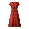 thumbnail image 3 of Franhais Women Summer Dress, Short Sleeve V-Neck High Waist Polka Dot Printed Evening Beach Ruffle Long Maxi, 3 of 8