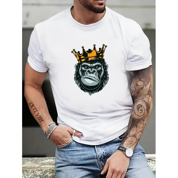 Camisetas de estilo urbano para hombre, con estampado gráfico, cuello redondo elástico y manga corta, diseño de "orangután", para verano, para adultos, hombres, mujeres, adolescentes, jóvenes y tiempo