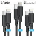 thumbnail image 1 of Cshidworld USB Cable C a Lightning [Certificado por MFi] Paquete de 3 Cables de Carga Trenzados de Nailon de 6/6/10 Pies, Cable de Carga Tipo C Compatible con iPhone 14/13/13 Pro Max/12/12 ProMax/11/, 1 of 7