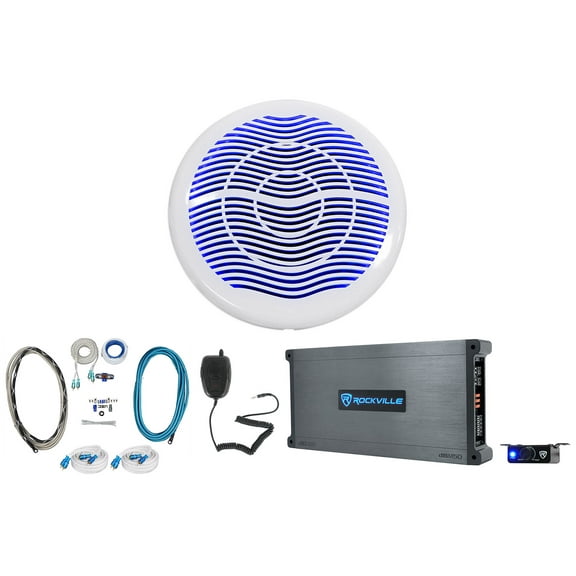 Rockville MS10LW 10" 2400w Marine/Boat 10" Subwoofer w/LED 5-Channel Amplifier