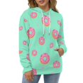 thumbnail image 4 of Pink Donuts Teal Background 3d Sweatshirts Hoodie Fashion Casual Personality Men's Women Street Hoodie Pullovers Long Sleeve Comfortable Top, 4 of 6