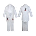 thumbnail image 1 of Baby Boy Teen Baptism Formal White Tail Suit Silver Gold Maria on Stole & Back Sm-20, 1 of 4