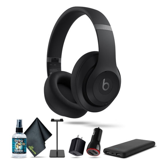 Beats by Dr. Dre Studio Pro Wireless Over-Ear Headphones (Black) Bundle with Accessories