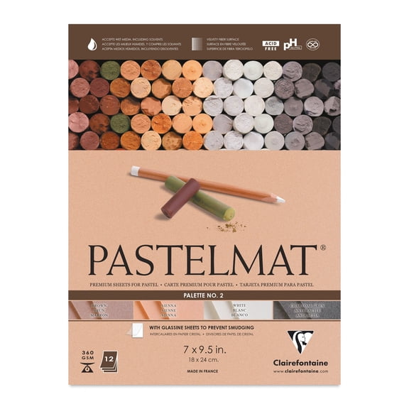 Clairefontaine Pastelmat Pad - 7" x 9-1/2", Assorted, Palette No. 2, 12 Sheets