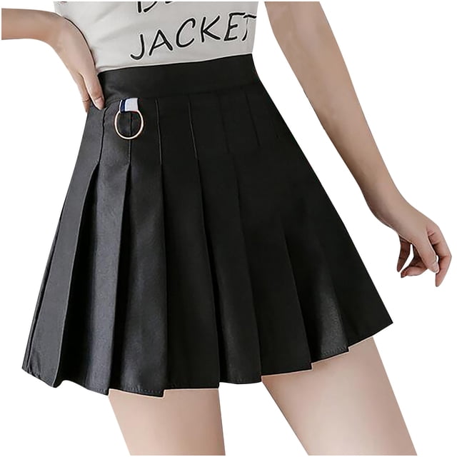 DPTALR Jupe Courte Plissée Taille Haute Ligne A Couleur Unie pour Femmes