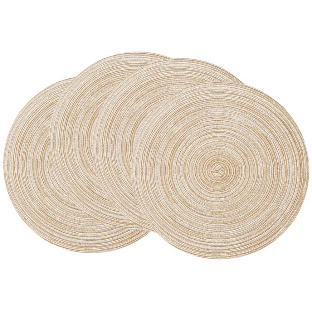 M&W Kitchen Heat Resistant Mats Placemats & Coasters Natural Hemp Rope Round Placemats Woven Tablemats for Dining Table Set of 4