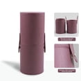 thumbnail image 3 of EBCUE 7.87" Portable Makeup Brush Holder with Strap Waterproof PU Leather Travel Makeup Brush Case Bag Cup Brush Storage Dustproof Bag for Women Makeup Brushes Pencils Toothbrush Hand Cream Purple, 3 of 7