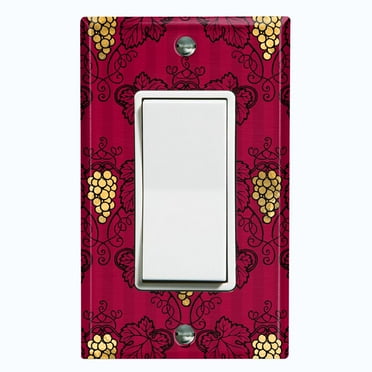 Metal Light Switch Plate Cover Elegant Burgundy Grape Vine Damask DAM074