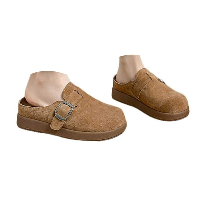 IUJSOY Sabots pour Femmes en Suède Ajustables à Enfiler Mules Chaussures Semelle en Liège Sandales à Plateforme Pantoufles