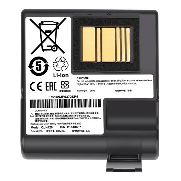 Replacement Battery for Zebra QLN420,ZQ630, ZQ63-AUWA000-00,ZQ63-ACFAC10-00, P1040687,P1050667-016,P1089760-002,BTRY-MPP-68MA1-01, P1049729