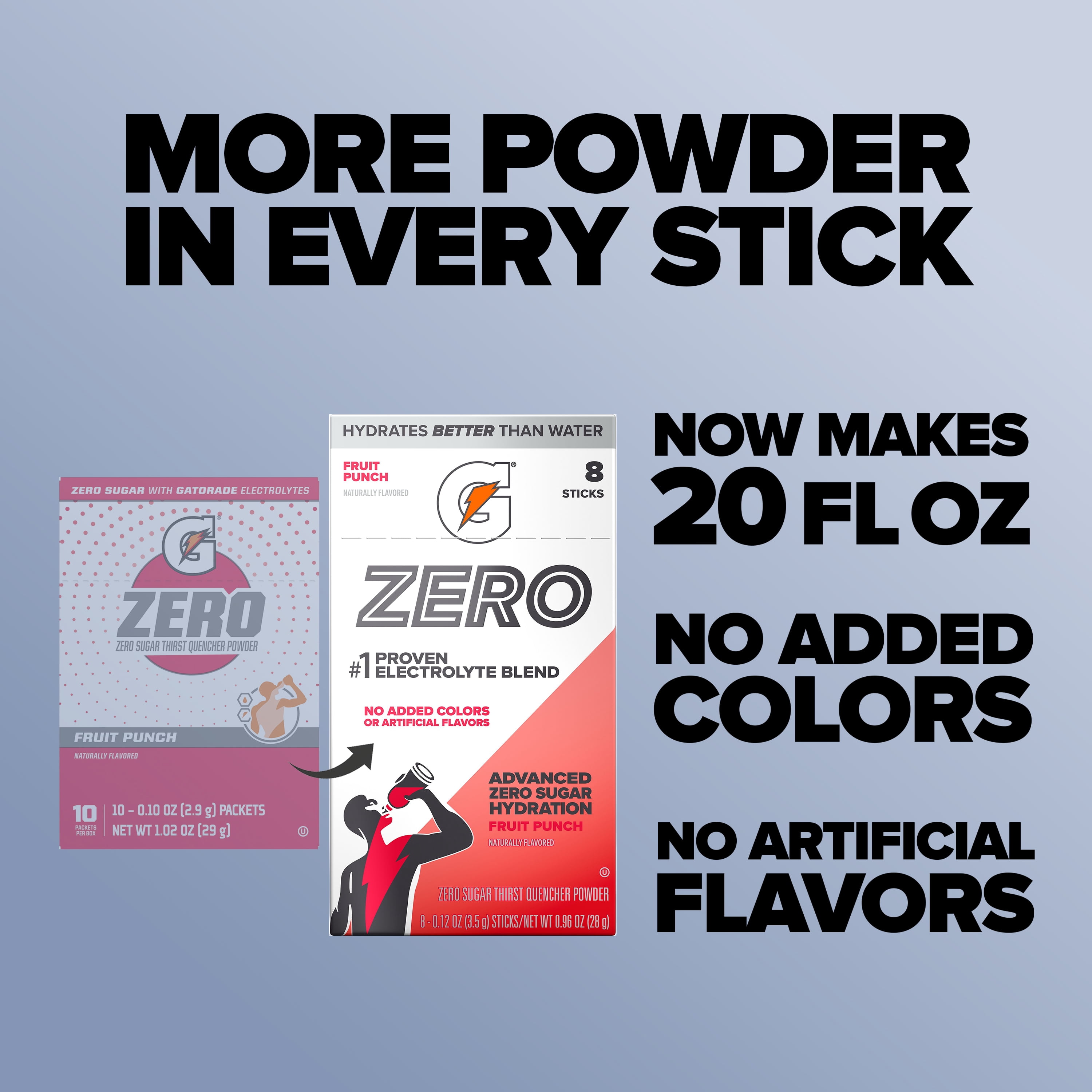 (3 pack) Gatorade Zero Sugar Fruit Punch, On the Go Packs, Electrolyte Powder Drink Mix, 0.12 oz, 8 Sticks