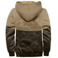 thumbnail image 2 of Susanny Quilted Jacket Men Distressed Pockets Hooded Sherpa Fleece Lined Winter Zip Up Denim Jacket Western Flannel Drawstring Retro Work Outwear Oversized Coat Khaki 3XL, 2 of 3