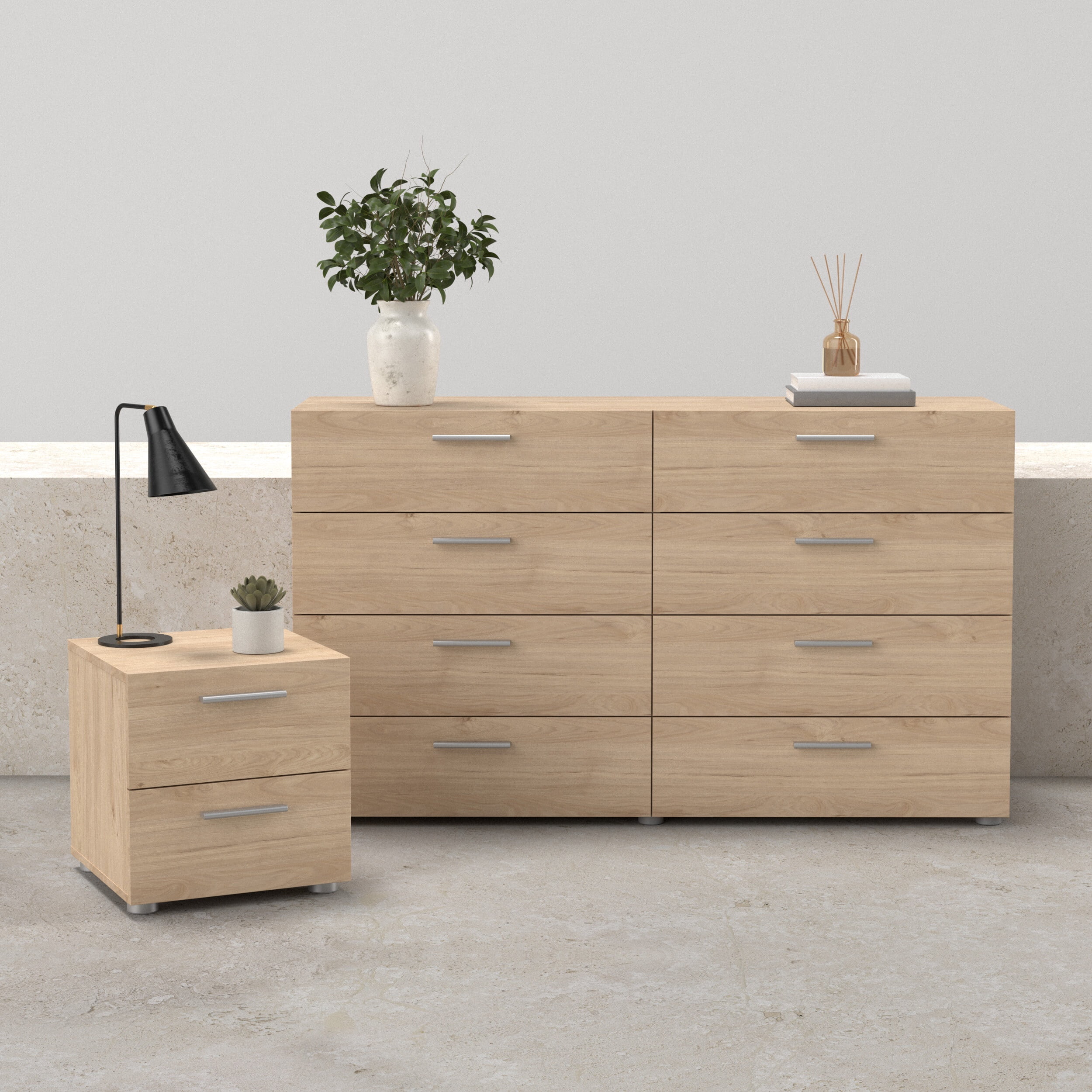 Tvilum Loft 2-Piece Bedroom Set with Dresser and Nightstand, Jackson Hickory
