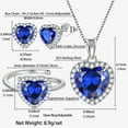 thumbnail image 5 of Juwaliy Women Sapphire Heart Jewelry Set Necklace Earrings Ring September Birthstone Jewelry Set 925 Sterling Silver Birthday Mother's Day Gift, 5 of 8