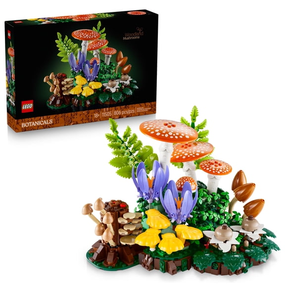 LEGO Botanicals Woodland Mushrooms - Building Set for Adults, Ages 18 - Mushroom Decor for Home - Gifts for Women & Men - Craft Activity - 11505