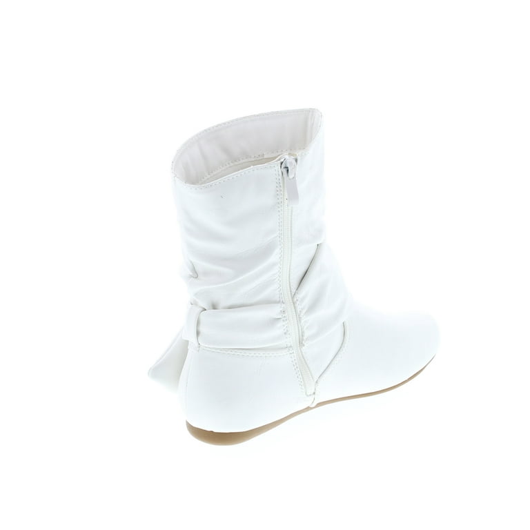 White flat hotsell heel boots