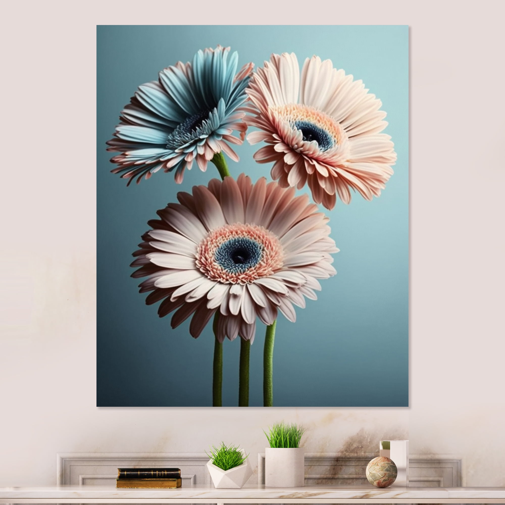 Designart Orange Gerbera Hyperrealistic Flowers Canvas Wall Art