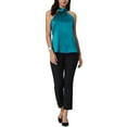 thumbnail image 3 of Hobemty Women's Sleeveless Top Halter Neck Tie Back Satin Work Blouse, 3 of 7