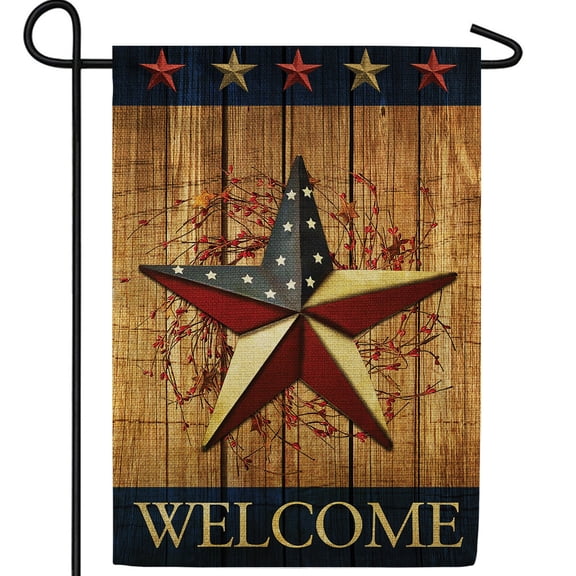 America Forever Patriotic Star Welcome Garden Flag, 12.5 x 18 inches Double Sided, Rustic American Flag, Patriotic Decoration Fall Outdoor Flags for Yard, Lawn, and Garden