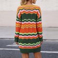 thumbnail image 5 of Vynhevius Womens Colorful Striped Sweater Dress Crew Neck Long Sleeve Casual Mini, 5 of 5