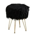 thumbnail image 2 of IVV Round Faux Fur Vanity Stool with Storage, Furry Makeup Chair Ottoman w/ Soft Padded Seat & Metal Legs, Accent Footrest for Living Room Bedroom Entryway, Black, 2 of 9