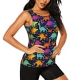 thumbnail image 2 of Fotbe Colorful Dinosaur Blusas Sin Mangas para Mujer – Estilo Casual, Corte Suelto, Slim-Fit, Cuello Redondo Deportivo, Tops de Verano para Gimnasio y Yoga-Medium, 2 of 7