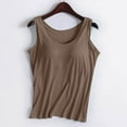 thumbnail image 3 of Womens Tops Women Solid Color Tops With Chest Pad No Steel Ring Cup Shirts Wide Strap Integrated Outerwear Yoga Sports Vest Crop Junior Girls Camisole Organic Top Women Long Bra for Top Cy Brown L, 3 of 3