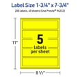 thumbnail image 6 of Avery Printable Rectangle Labels, Neon Yellow, 1.75" x 7.75", 200ct, 6 of 11