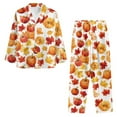 thumbnail image 3 of SCRAWLGOD Fall Decor Mens Pajamas Set, Comfy Button Down Notched Collar Pajamas for Men, Long Sleeve Mens Sleepwear with Pockets & Elastic Band, Set of 2, Pumpkin Maple Leaf Yellow White, XS, 3 of 6