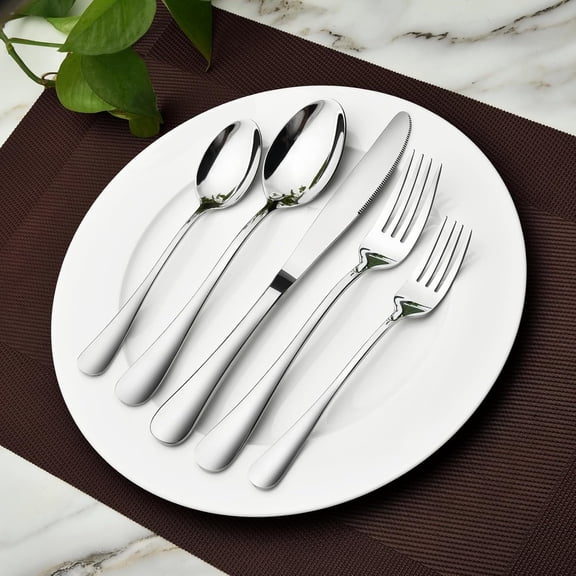 Silverware Set for 8, 40 Piece Heavy Duty Stainless Steel Flatware Utensils Cutlery Set Including Steak Knife Fork and Spoon