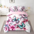 thumbnail image 2 of Feelyou Blue Pink Butterfly Twin Bedding Sets 7-Piece, Art Watercolor Floral Bedding Comforter Set, Dreamy Cartoon Animal Reversible Sheet Sets, Breathable Home Decor, 2 of 7