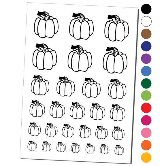 Hand Drawn Pumpkin Gnarled Stem Doodle Fall Thanksgiving Halloween Water Resistant Temporary Tattoo Set Fake Body Art Collection - Yellow